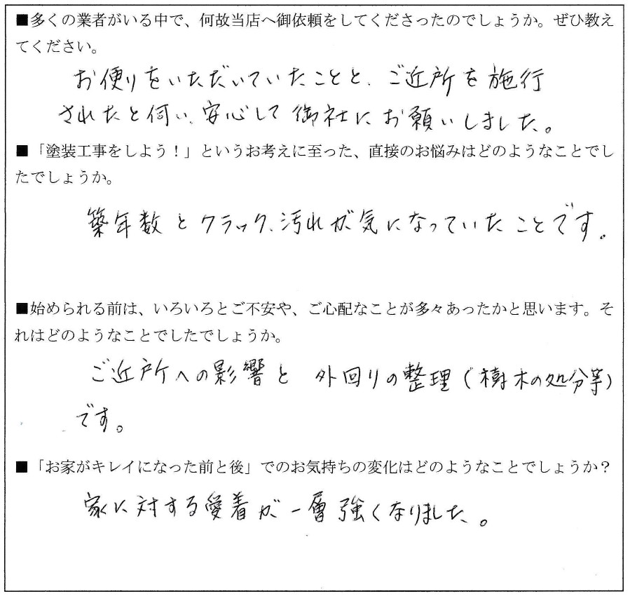 Ｆ様（白糸台）アンケート